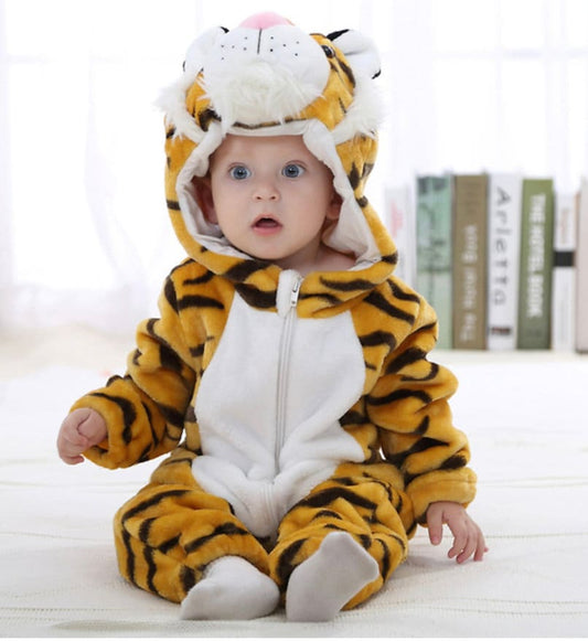 Baby Toddler Halloween TIGER One Piece Costume | Hooded Long Sleeve Soft TIGER Romper Halloween Costume | Adorable!