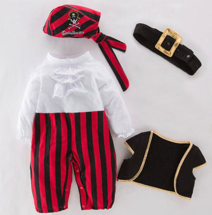 BABY Boys 4 Piece PIRATE Costume | Pirate Pants, Shirt, Vest and Hat | Adorable!