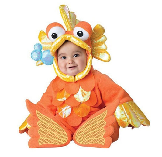 Baby Toddler Halloween FISH One piece Costume | Hooded Long Sleeve GOLDFISH Halloween Costume | Adorable!