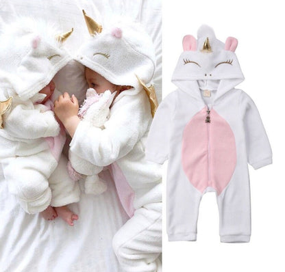 Baby Toddler UNICORN One piece Costume | Hooded Long Sleeve UNICORN Halloween One Piece Romper | Adorable!