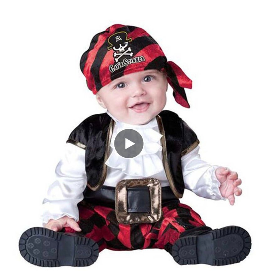 BABY Boys 4 Piece PIRATE Costume | Pirate Pants, Shirt, Vest and Hat | Adorable!